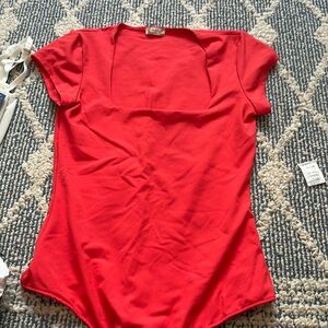 free people red bodysuit